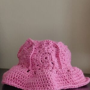 Pink Crochet Bucket Sun Hat for Kids